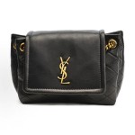 SAINT LAURENT YSL nolita Gold Logo diamond-patterned chain crossbody bag, single shoulder bag, mini for women, black